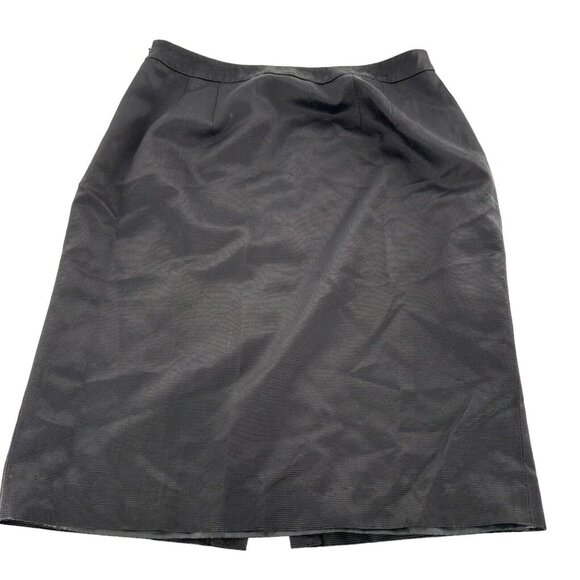 Talbots Black Knee-Length Straight Skirt Italian Fabric Size 10 Back Vent Preppy - Picture 7 of 12